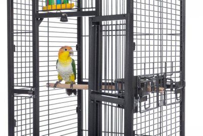 Image showing  8-1/2 in. x 18-1/2 in. Dometop Bird Cage, Chalk, Black, Small