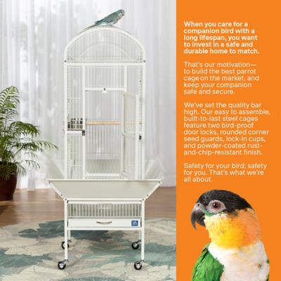 Image showing  Dometop Bird Cage, Small, Chalk White