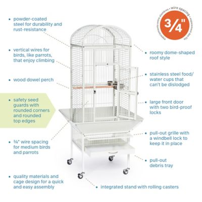 Image showing  Dometop Bird Cage, Small, Chalk White