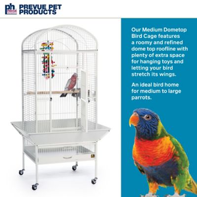 Image showing  11-3/4 in. x 21-3/4 in. Dometop Bird Cage, Chalk White Finish, Medium
