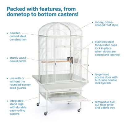 Image showing  11-3/4 in. x 21-3/4 in. Dometop Bird Cage, Chalk White Finish, Medium