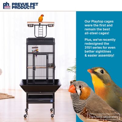 Image showing  18 in. x 18 in. x 57 in. Wrought-Iron Select Bird Cage, Black