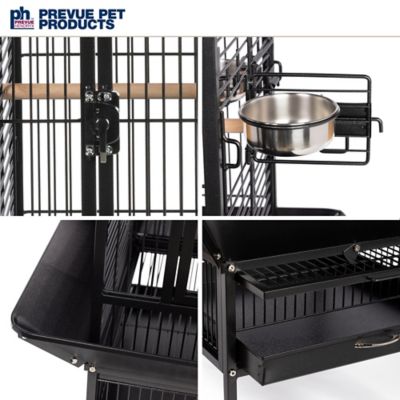 Image showing 6 th Prevue Pet Products 18 in. x 18 in. x 57 in. Wrought-Iron Select Bird Cage, Black