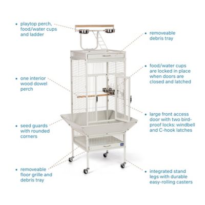 Image showing  Wrought-Iron Select Bird Cage, 18 in. x 18 in. x 57 in., Chalk