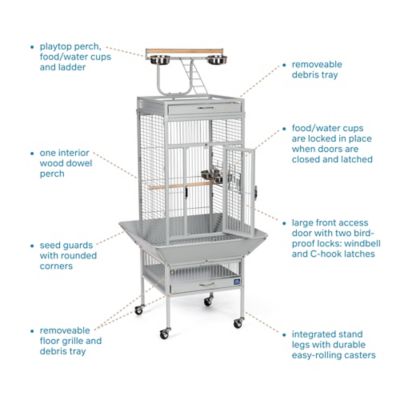 Image showing  18 in. x 18 in. x 57 in. Wrought-Iron Select Bird Cage, Pewter