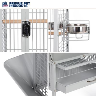 Image showing  18 in. x 18 in. x 57 in. Wrought-Iron Select Bird Cage, Pewter