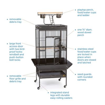 Image showing  Wrought-Iron Select Bird Cage, 24 in. x 20 in. x 60 in., Black