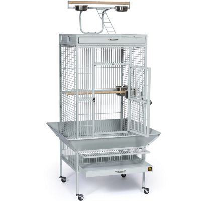Image showing  Wrought-Iron Select Bird Cage, 24 in. x 20 in. x 60 in., Pewter