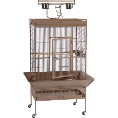 Image showing  30 x 22 x 63in. Wrought-Iron Select Bird Cage, Pewter/Coco