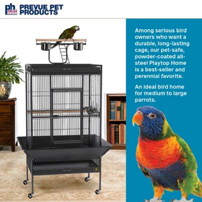 Image showing  Wrought-Iron Select Bird Cage, 30 in. x 22 in. x 63 in., Pewter