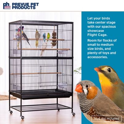 Image showing  31 in. x 20-1/2 in. x 53 in. Wrought-Iron Flight Bird Cage with Stand, Chalk White