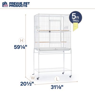 Image showing 5 th Prevue Pet Products 20-1/2 in. x 59-1/4 in. Wrought-Iron Flight Bird Cage with Stand, White