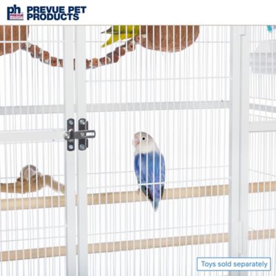 Image showing 7 th Prevue Pet Products 20-1/2 in. x 59-1/4 in. Wrought-Iron Flight Bird Cage with Stand, White