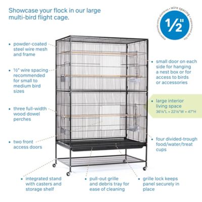 Image showing  60 in. Wrought-Iron Flight Bird Cage, Black Hammertone, Extra Large
