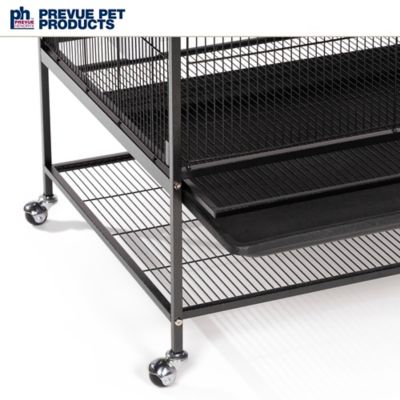 Image showing  60 in. Wrought-Iron Flight Bird Cage, Black Hammertone, Extra Large