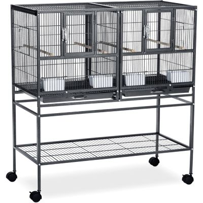 Prevue Pet Products Hampton Deluxe Divided Breeder Bird Cage System with Stand, Black Hammertone
