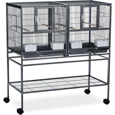 Prevue Pet Products 40-1/4 in. Hampton Deluxe Divided Breeder Bird Cage System with Stand, Black Hammertone