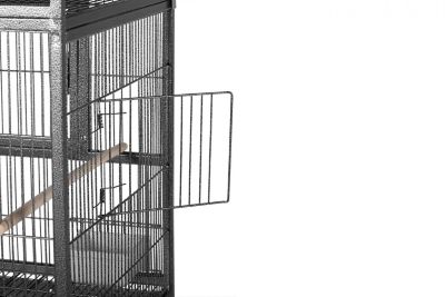 Image showing  40-1/4 in. Hampton Deluxe Divided Breeder Bird Cage System with Stand, Black Hammertone