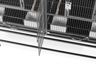 Image showing  40-1/4 in. Hampton Deluxe Divided Breeder Bird Cage System with Stand, Black Hammertone