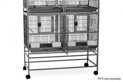 Image showing  40-1/4 in. Hampton Deluxe Divided Breeder Bird Cage System with Stand, Black Hammertone