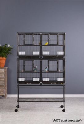 Image showing 8 th Prevue Pet Products 40-1/4 in. Hampton Deluxe Divided Breeder Bird Cage System with Stand, Black Hammertone