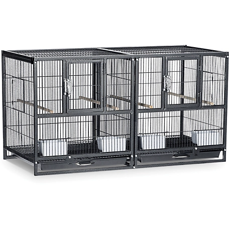 Prevue Pet Products Hampton Deluxe Divided Breeder Bird Cage, Black Hammertone