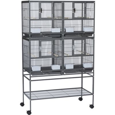 Image showing  37-1/2 in. Hampton Deluxe Divided Breeder Bird Cage, Black Hammertone