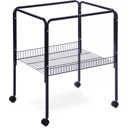 Prevue Pet Products Rolling Bird Cage Stand with Shelf Black Bird Cage Stands