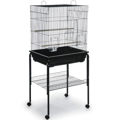 Image showing  Rolling Bird Cage Stand with Shelf, 25 in. x 21 in. x 29.5 in., Black