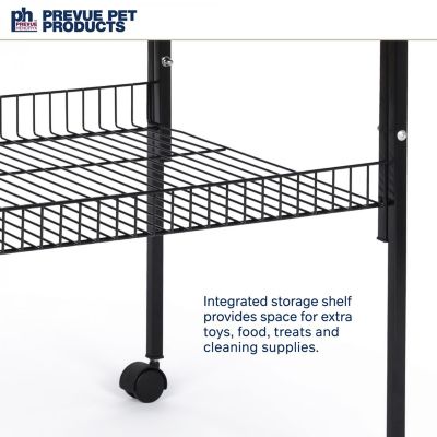 Image showing  Rolling Bird Cage Stand with Shelf, 25 in. x 21 in. x 29.5 in., Black