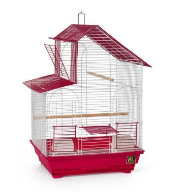Image showing  2-Tone House Style Bird Cage, White