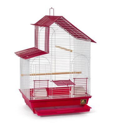 Image showing  2-Tone House Style Bird Cage, White