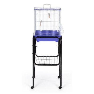 Image showing  Metal Bird Cage Stand with Shelf, 17 in. x 27 in., Black