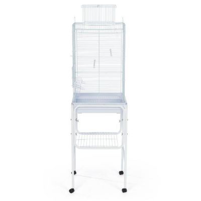 Image showing  Metal Bird Cage Stand with Shelf, 17 in. x 27 in., White