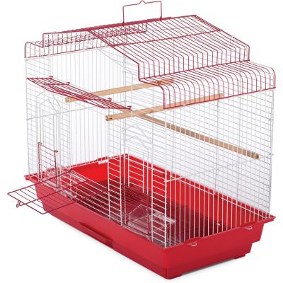 Image showing  Barn Style Bird Cage, Red/White