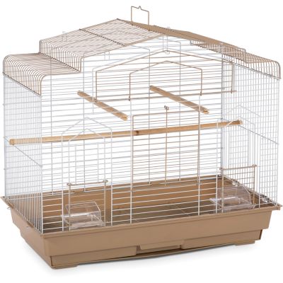 Image showing  Barn Style Bird Cage, Red/White