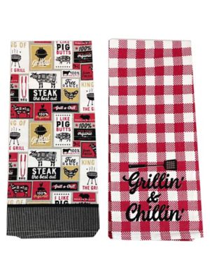 HaynesBesco Group BBQ Meat Pattern Tea Towel Set, 2 pc.