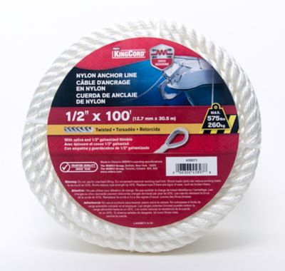 Image showing  1/2in x 100 ft. Nylon Twisted Anchor Line, White