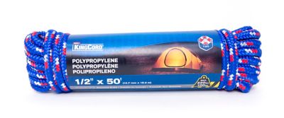 Image showing 2 th Mibro 1/2 in. x 50 ft. Diamond Braid Polypropylene - Blue/Red/White