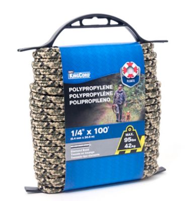 Image showing  1/4 in. x 100 ft. Polypropylene Rope Diamond Braid, Open Field Camo
