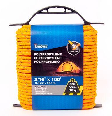 Image showing  3/16 in. x 100 ft. Reflective Orange Diamond Braid Polypropylene Rope