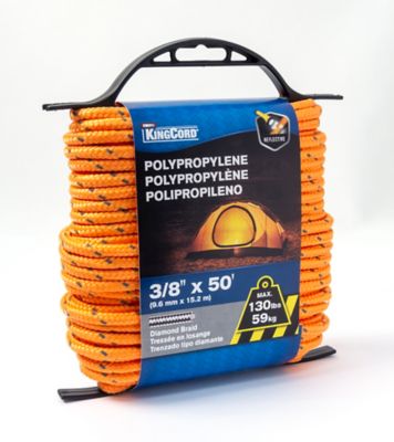 Image showing Mibro 3/8in x 50 ft. Polypropylene Diamond Braid, Reflective Orange