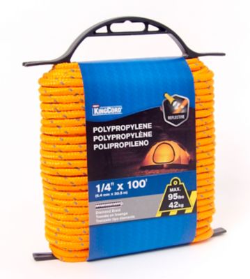 Image showing  1/4 in. x 100 ft. Reflective Orange Diamond Braid Polypropylene Rope