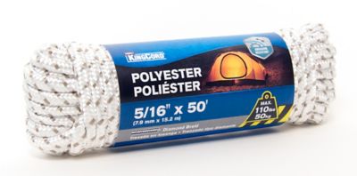 Image showing  5/16 in. x 50 ft. White/Gray Diamond Braid Polyester Rope