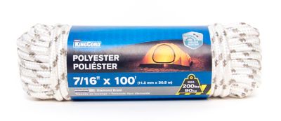 Image showing  7/16 in. x 100 ft. Diamond Braid Polypropylene, White/Gray