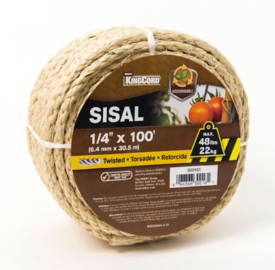 Image showing  1/4 in. x 100 ft. Sisal Twisted Natural, Coil