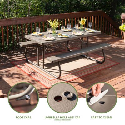 Image showing  6 ft. Folding Picnic Table, Brown