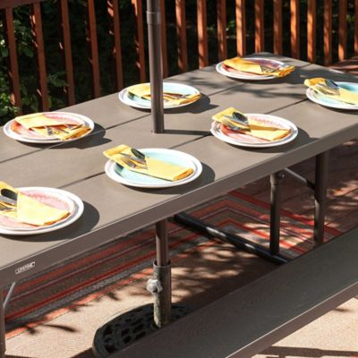 Image showing 9 th Lifetime 6 ft. Folding Picnic Table, Brown