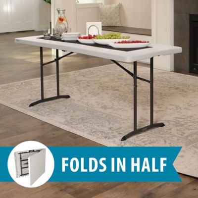 Image showing  6 ft. Fold-in-Half Heavy-Duty Banquet Table, Almond