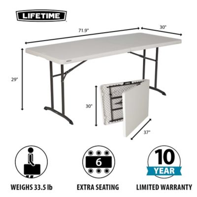 Image showing  6 ft. Fold-in-Half Heavy-Duty Banquet Table, Almond
